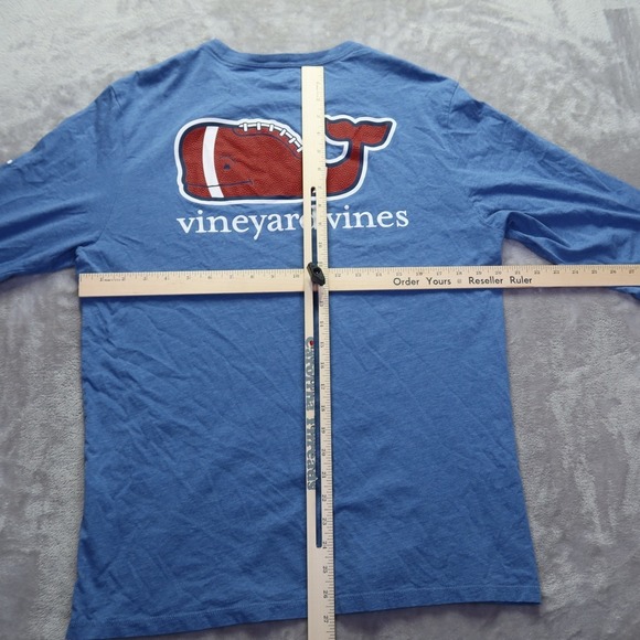 Vineyard Vines Mens Long Sleeve T Shirt Blue Football‎ Whale Pocket Graphic M - Picture 8 of 10